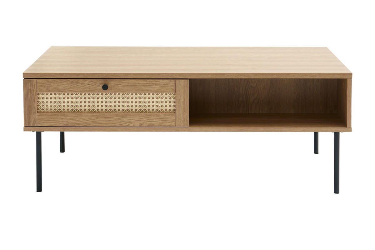 COUCHTISCH 110/60/42 cm rechteckig Eichefarben  - Eichefarben/Schwarz, Basics, Holzwerkstoff/Metall (110/60/42cm) - Boxxx
