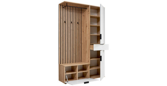 GARDEROBE in 122/195/35 cm - Weiß/Eiche Artisan, Design, Glas/Holzwerkstoff (122/195/35cm) - Xora