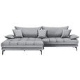 ECKSOFA in Webstoff Hellgrau  - Hellgrau/Schwarz, MODERN, Textil/Metall (173/297cm) - Carryhome