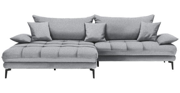 ECKSOFA in Webstoff Hellgrau 176/292 cm - Hellgrau/Schwarz, MODERN, Textil/Metall (176/292cm) - Carryhome