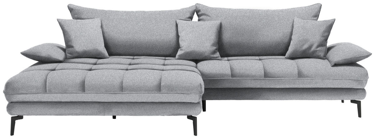 ECKSOFA PRATO Hellgrau Webstoff  - Hellgrau/Schwarz, MODERN, Textil/Metall (176/292cm) - MID.YOU
