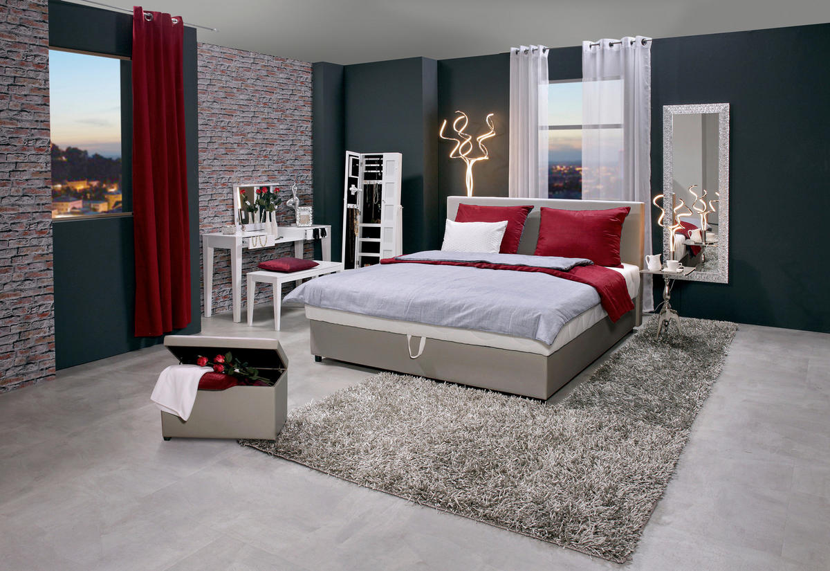 POSTELJA   x  , les, tekstil svetlo siva  - siva/črna, Konvencionalno, tekstil/les (180/200cm) - Boxxx