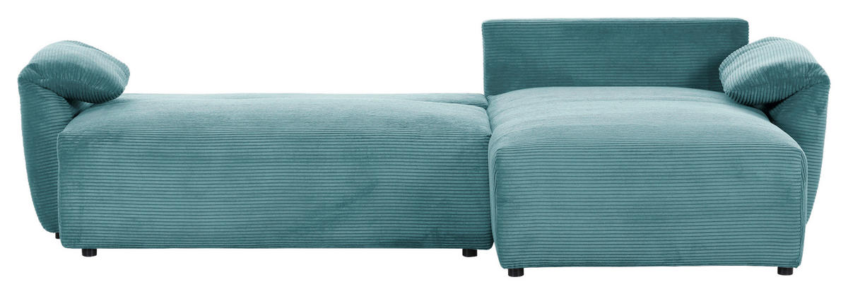 ECKSOFA in Cord Petrol  - Petrol/Schwarz, Konventionell, Kunststoff/Textil (266/180cm) - MID.YOU