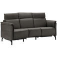 TRAPEZSOFA in Mikrofaser Schieferfarben  - Schieferfarben/Schwarz, KONVENTIONELL, Textil/Metall (221/103/95cm) - Dieter Knoll