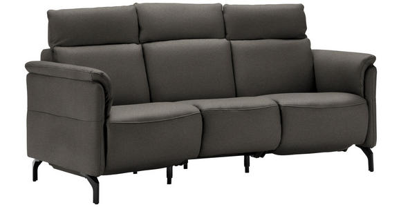 TRAPEZSOFA in Mikrofaser Schieferfarben  - Schieferfarben/Schwarz, KONVENTIONELL, Textil/Metall (221/103/95cm) - Dieter Knoll