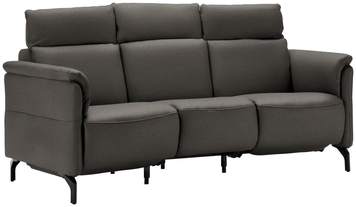 TRAPEZSOFA in Mikrofaser Schieferfarben  - Schieferfarben/Schwarz, Konventionell, Textil/Metall (221/103/95cm) - Dieter Knoll