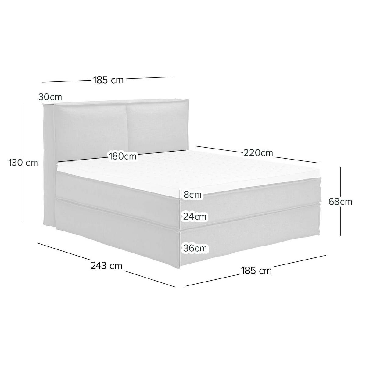 BOXSPRINGBETT 180/220 cm  in Beige  - Beige/Schwarz, Design, Kunststoff/Textil (180/220cm) - home24