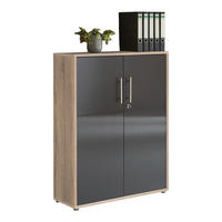 AKTENSCHRANK Sonoma Eiche, Anthrazit Hochglanz  - Anthrazit Hochglanz/Sonoma Eiche, MODERN, Holzwerkstoff (84,5/114/33cm) - MID.YOU