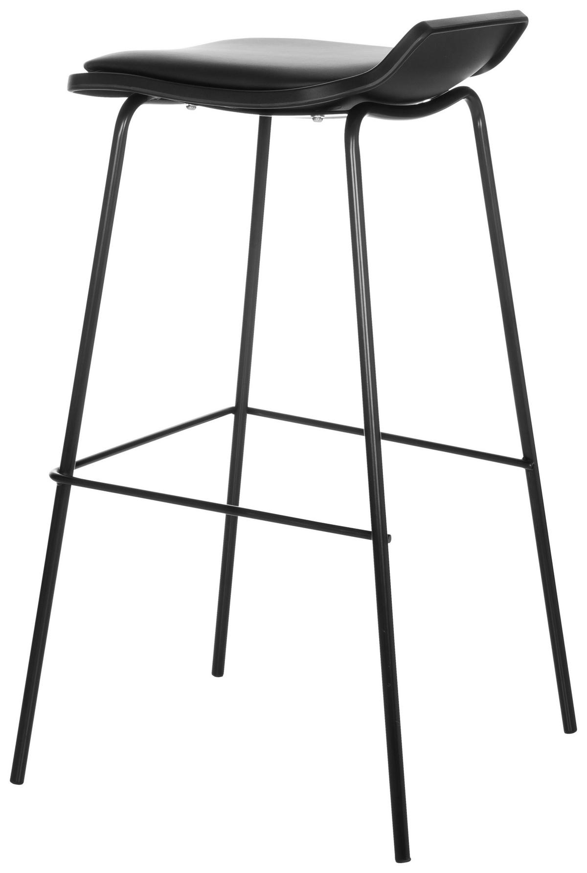 BARHOCKER Lederlook Schwarz stapelbar, abwischbar  - Schwarz, Basics, Textil/Metall (47/82/49cm) - MID.YOU