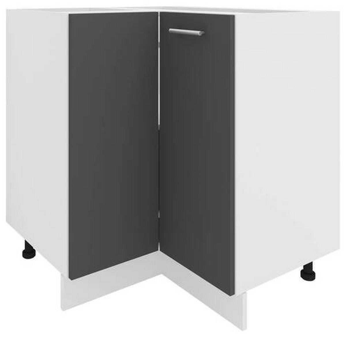 ECKUNTERSCHRANK 76/82/76 cm  - Weiss/Anthrazit, Konventionell, Holzwerkstoff/Metall (76/82/76cm) - MID.YOU