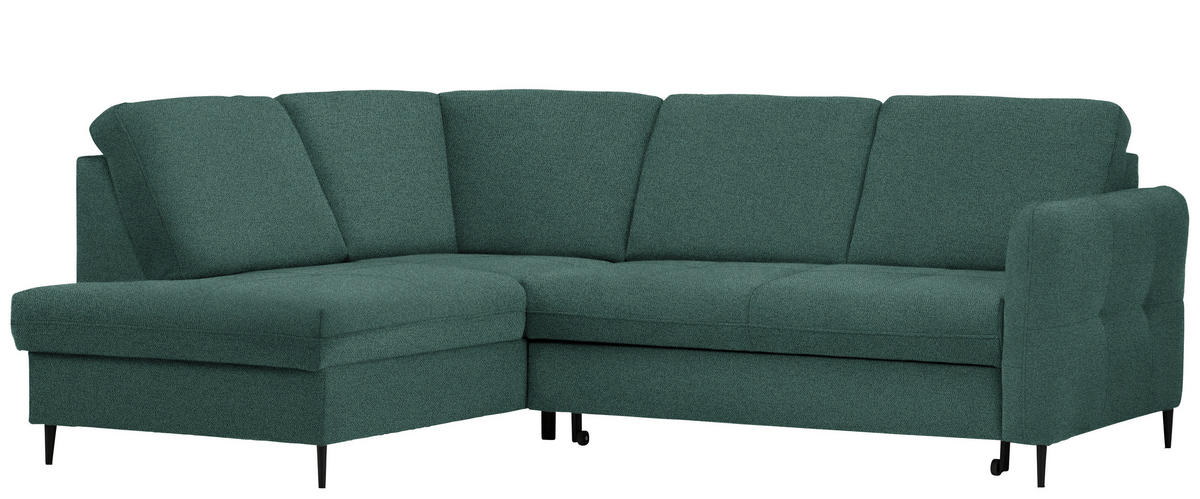 ECKSOFA in Chenille Grün  - Schwarz/Grün, Modern, Holz/Textil (184/241cm) - Carryhome