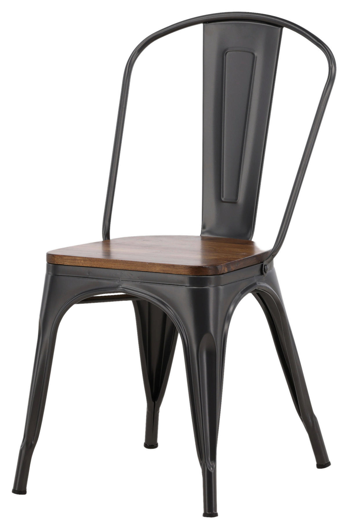 STUHL-SET  in Stahl  - Dunkelgrau/Dunkelbraun, Design, Holz/Metall (36/85/51cm) - Livetastic