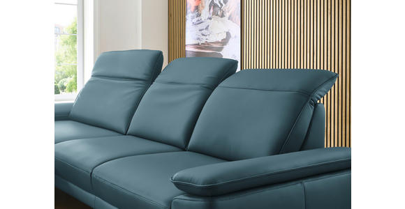 ECKSOFA in Echtleder Blau  - Blau/Schwarz, Design, Leder/Metall (193/332cm) - Dieter Knoll