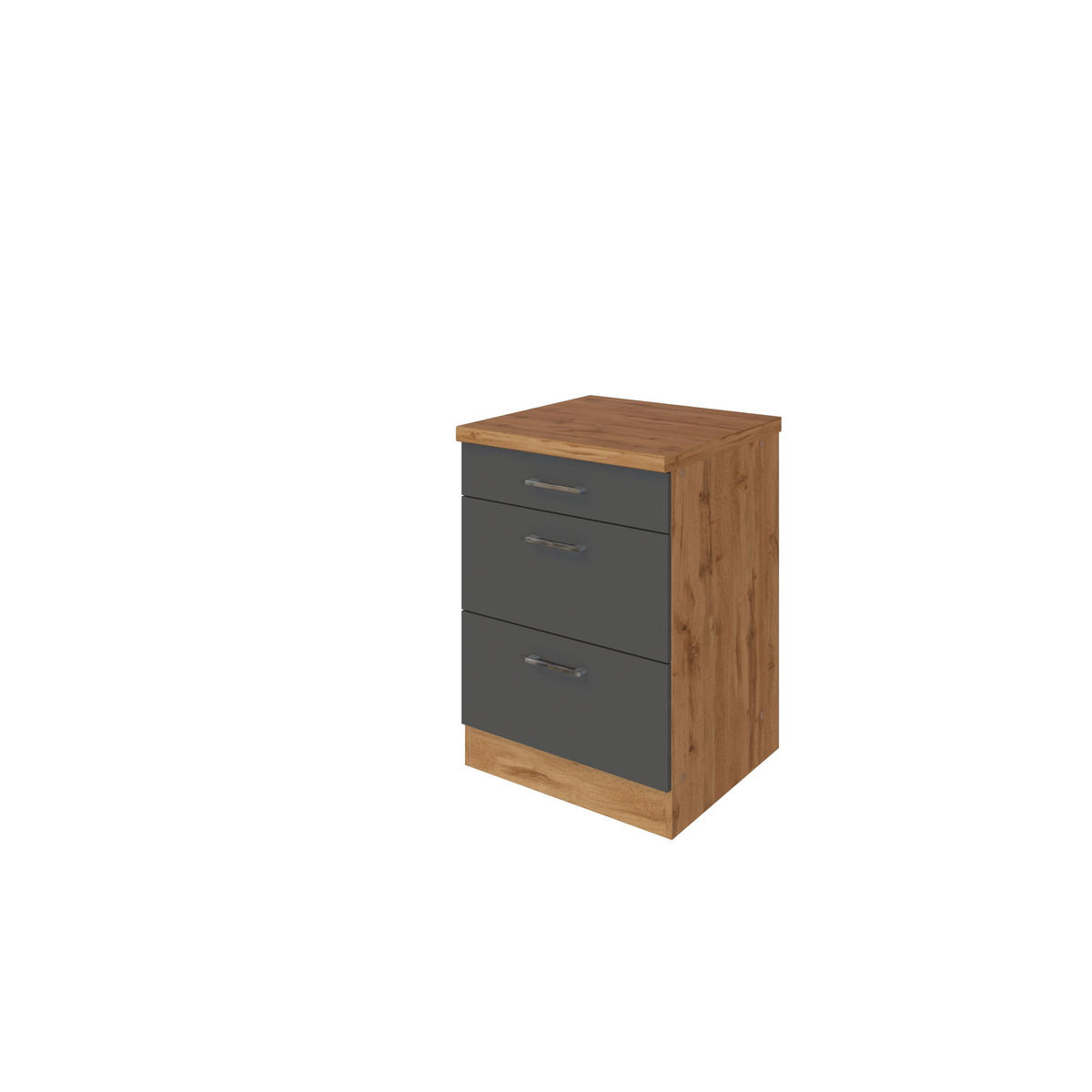 KÜCHENUNTERSCHRANK 50/85/60 cm  in Anthrazit, Eiche Wotan  - Chromfarben/Anthrazit, Modern, Holzwerkstoff/Metall (50/85/60cm) - Held