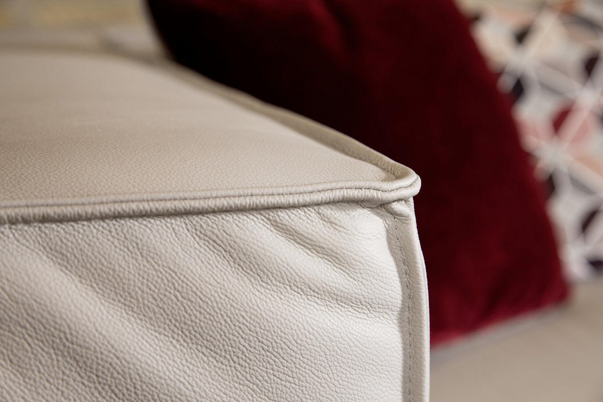ECKSOFA in Echtleder Beige  - Beige/Schwarz, Modern, Leder/Kunststoff (300/164cm) - W.Schillig