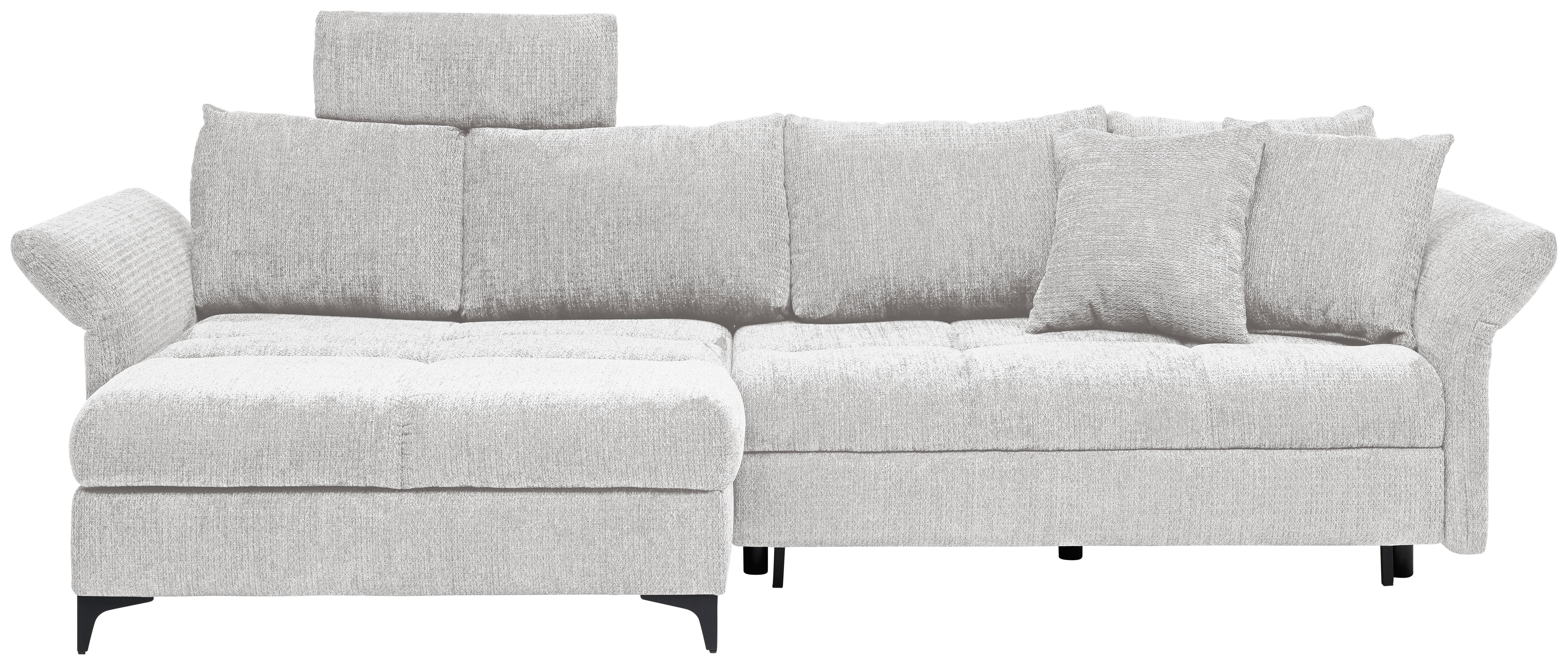 ECKSOFA Hellgrau Chenille  - Hellgrau/Schwarz, KONVENTIONELL, Textil/Metall (291/153cm) - Hom`in