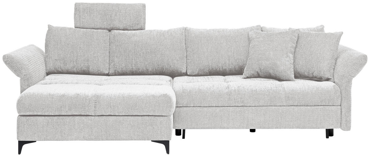 ECKSOFA Hellgrau Chenille  - Hellgrau/Schwarz, KONVENTIONELL, Textil/Metall (291/153cm) - Hom`in