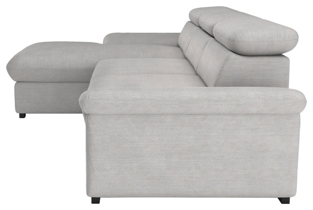 ECKSOFA in Flachgewebe Hellgrau  - Hellgrau/Schwarz, Design, Kunststoff/Textil (165/250cm) - Livetastic