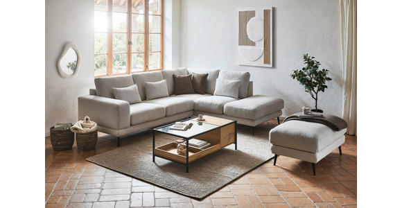 COUCHTISCH Eiche furniert, massiv ESG 110/60/40 cm rechteckig Klar, Schwarz, Eichefarben  - Klar/Eichefarben, Natur, Glas/Holz (110/60/40cm) - Novel