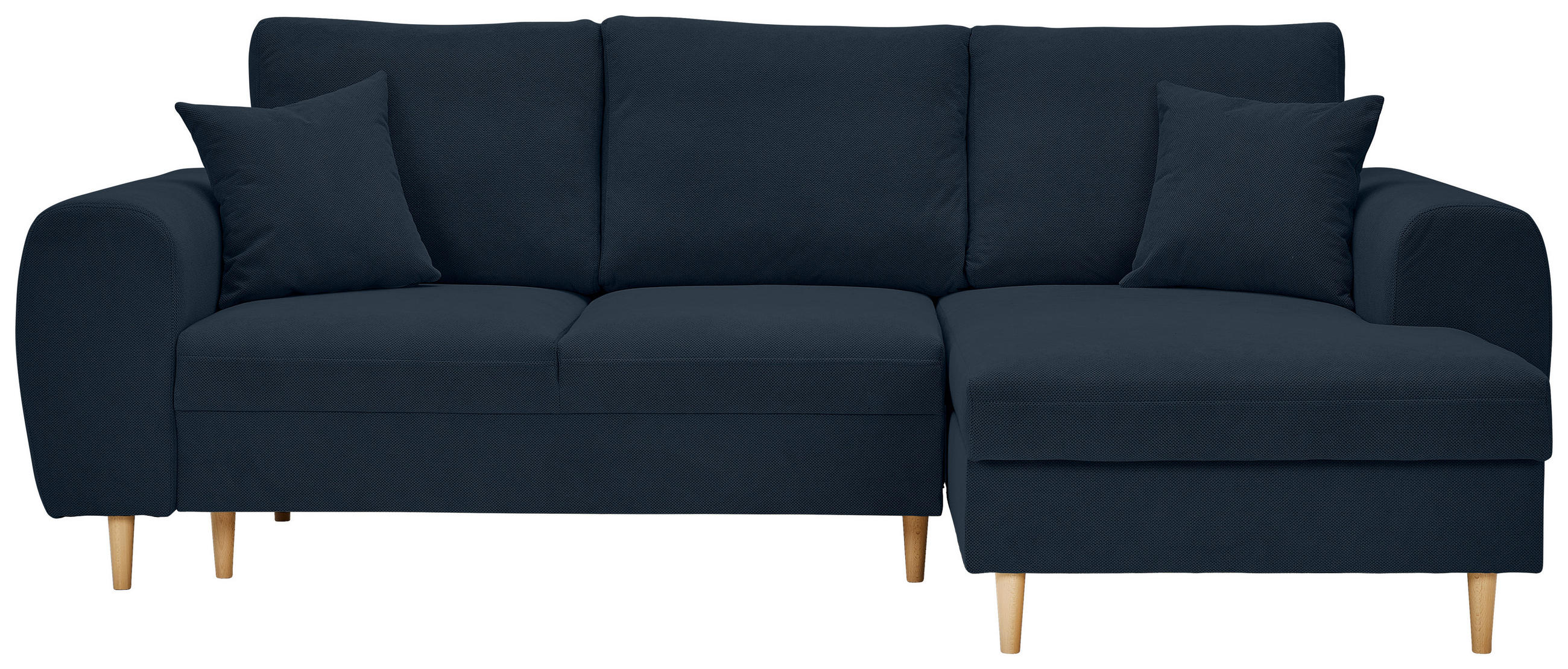 ECKSOFA Dunkelblau Webstoff  - Naturfarben/Dunkelblau, KONVENTIONELL, Holz/Textil (240/145cm) - Carryhome