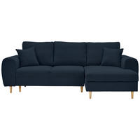 ECKSOFA Dunkelblau Webstoff  - Naturfarben/Dunkelblau, KONVENTIONELL, Holz/Textil (240/145cm) - Carryhome