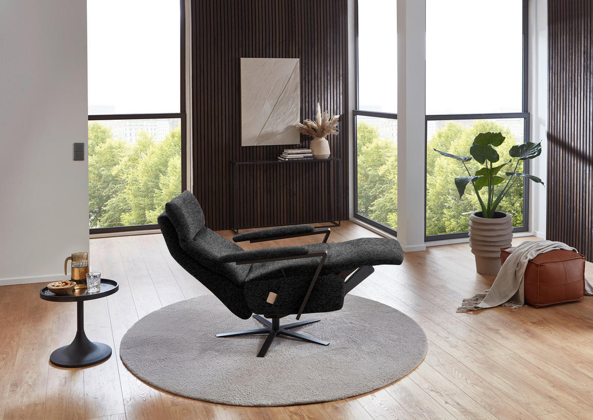 RELAXSESSEL in Textil Anthrazit  - Anthrazit/Schwarz, Design, Textil/Metall (68/117/85cm) - Cantus