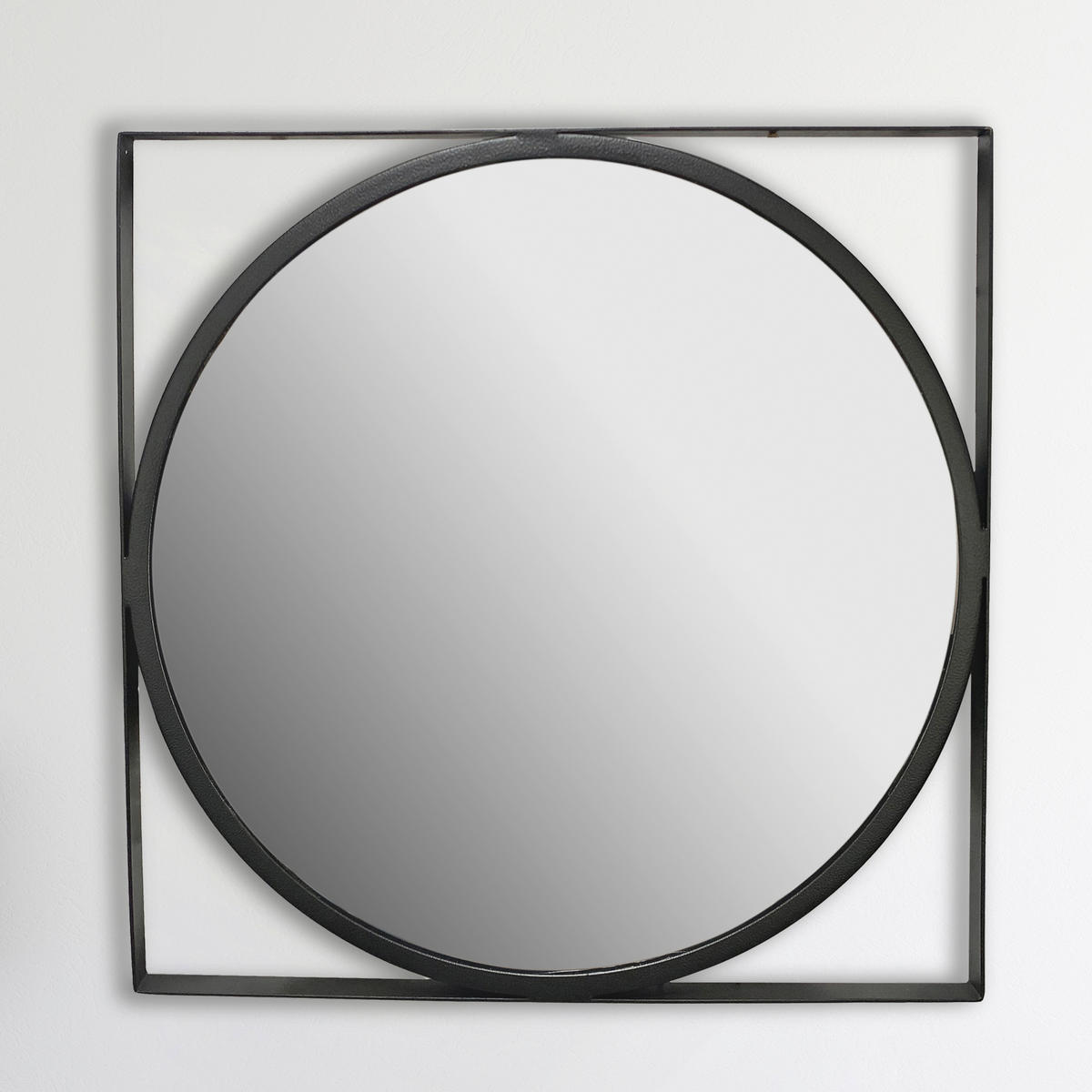 WANDSPIEGEL 54/54/2,5 cm  - Schwarz, Design, Glas/Metall (54/54/2,5cm) - MID.YOU