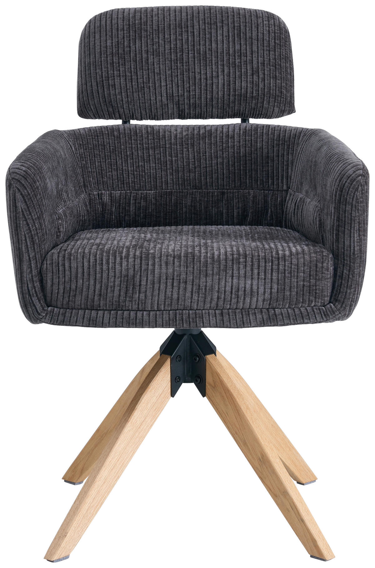 ARMLEHNSTUHL  Sitzfläche 360° drehbar Chenille  Anthrazit  - Anthrazit/Naturfarben, KONVENTIONELL, Holz/Textil (60/90/69cm) - Livetastic