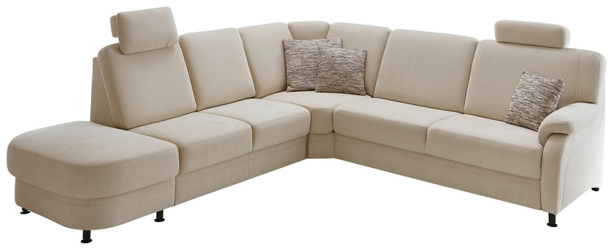 ECKSOFA in Flachgewebe Beige  - Beige/Schwarz, Konventionell, Textil/Metall (287/269cm) - Beldomo System