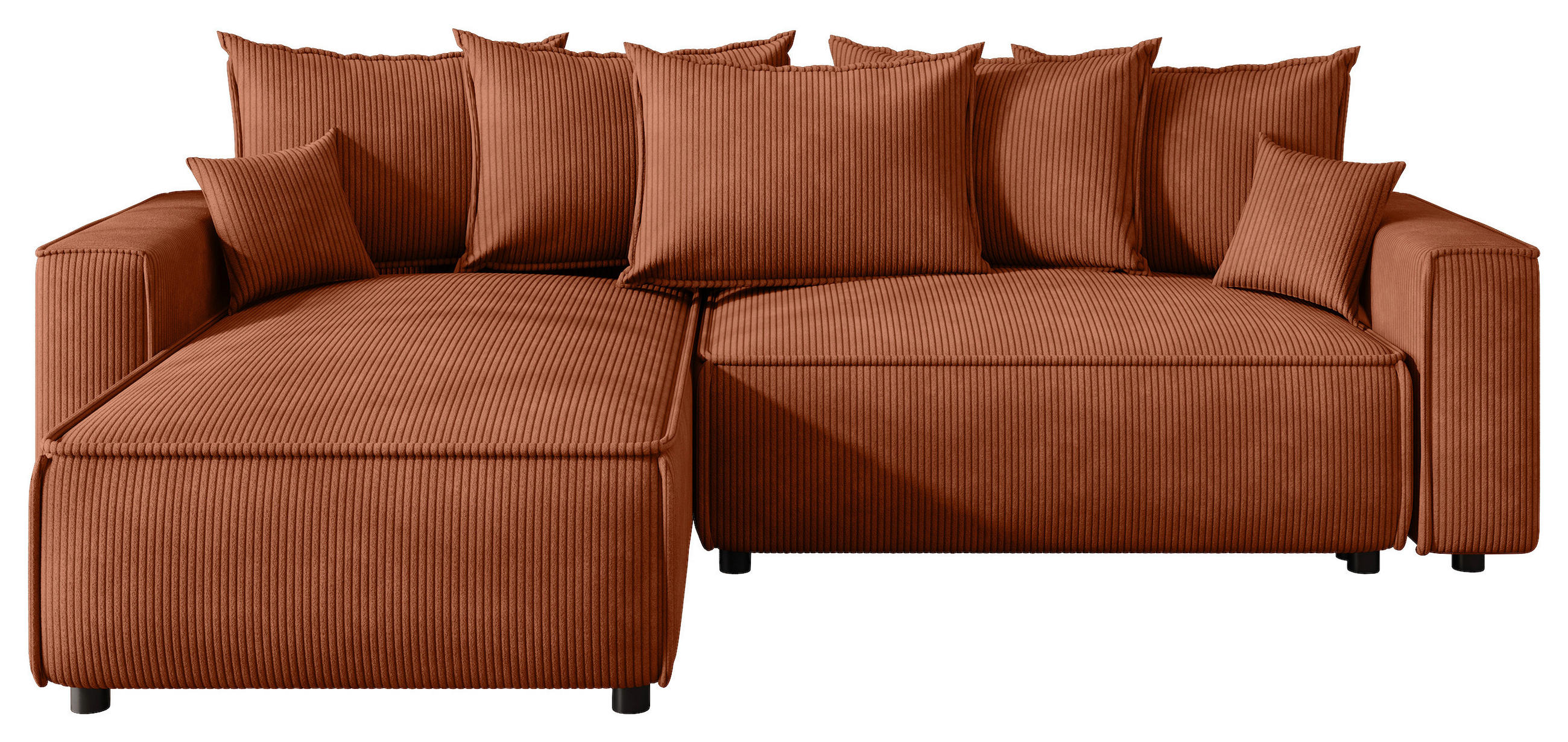ECKSOFA 190/280 cm MERO in Cord Rostfarben Zierkissen, Rückenkissen, Bettkasten  190/280 cm  - Rostfarben/Schwarz, MODERN, Kunststoff/Textil (190/280cm) - MID.YOU