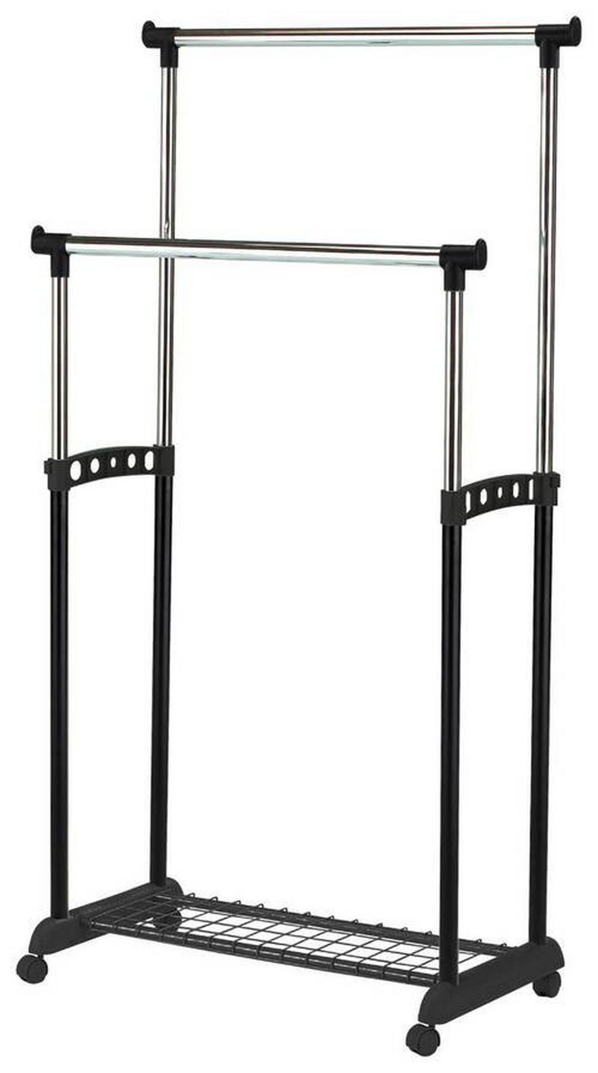 GURULÓS RUHAÁLLVÁNY fekete, króm 85/100-178/43 cm   - króm/fekete, Basics, műanyag/fém (85/100-178/43cm) - Boxxx