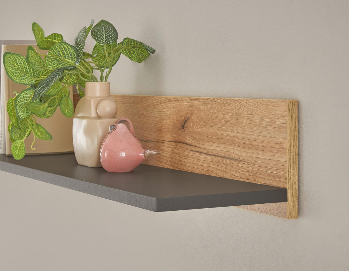 WANDBOARD Holzwerkstoff Anthrazit, Eichefarben  - Eichefarben/Anthrazit, Design, Holzwerkstoff (170/15/17cm) - Modante