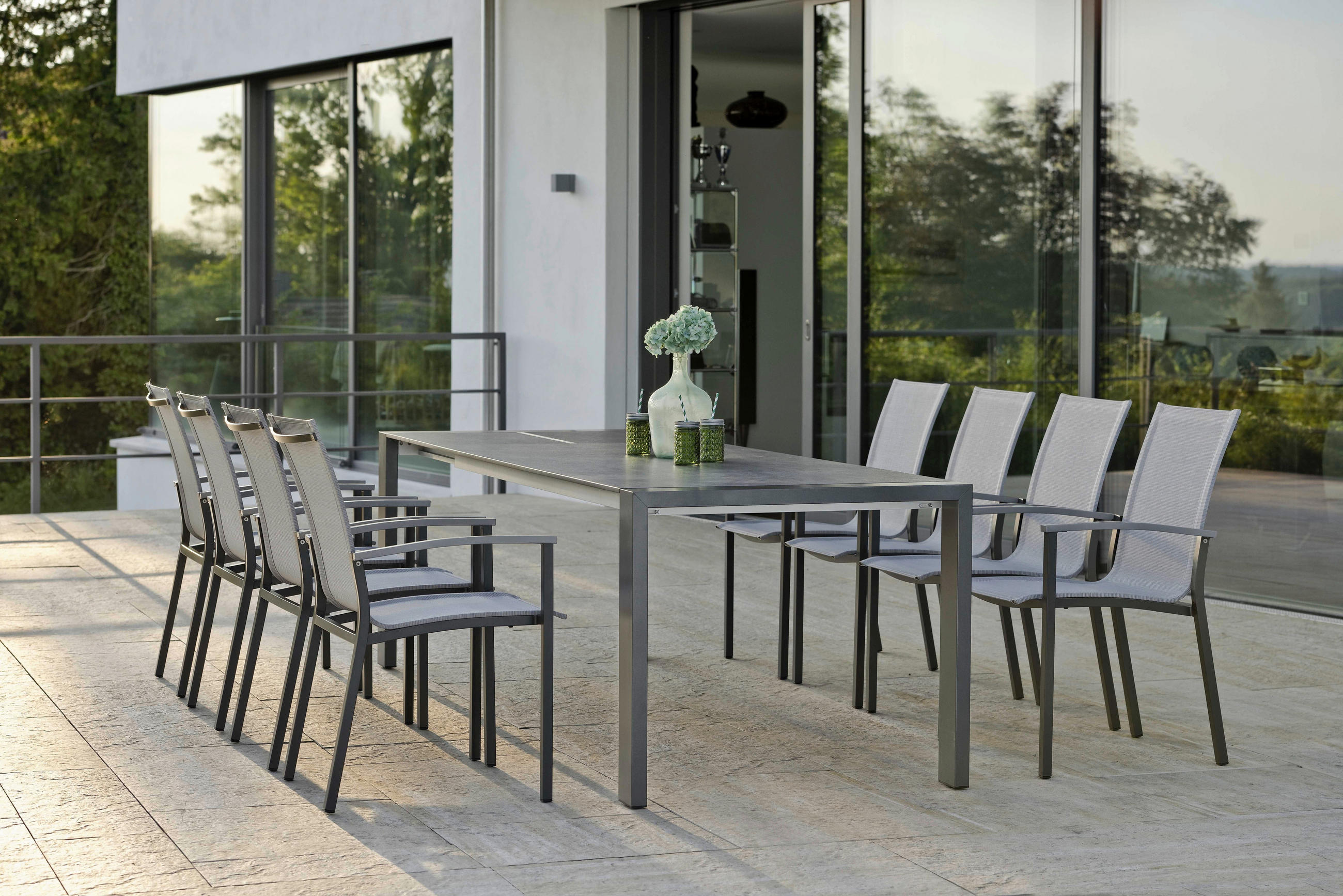 GARTENTISCH 160-210/90/75,5 cm Kunststoff rechteckig - Anthrazit/Grau, Design, Kunststoff/Metall (160-210/90/75,5cm) - Stern