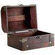 DEKOBOX    20/14/12,5 cm  - Schwarz/Braun, LIFESTYLE, Leder/Holzwerkstoff (20/14/12,5cm) - Ambia Home