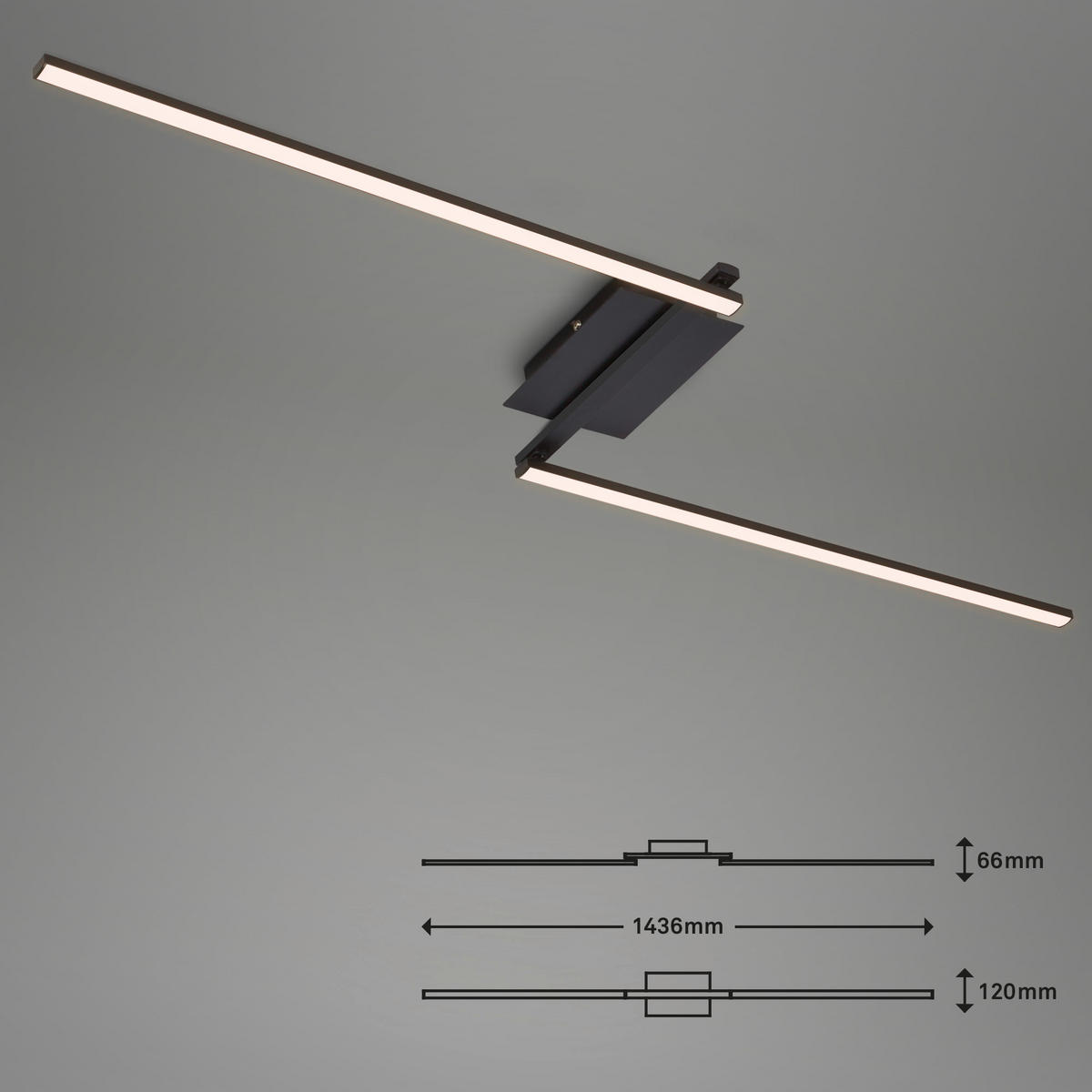 STROPNA LED-SVETILKA   12 W/1400 lm/3000 K// - črna, Trend, kovina/umetna masa (143,6/12/6,6cm)