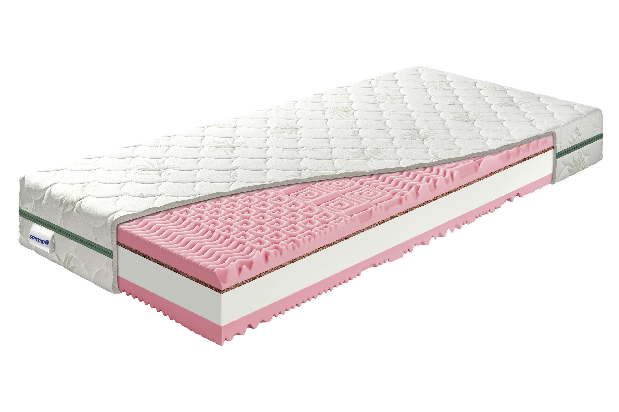 WENDEMATRATZE mit Kokosfaser 90/200 cm Höhe ca. 23 cm  - Weiß/Grün, LIFESTYLE, Textil (90/200cm) - MID.YOU
