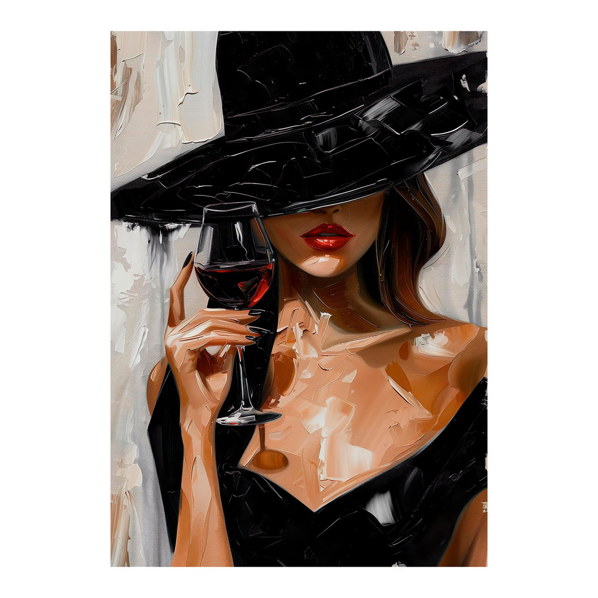 GLASBILD Frauen 80/120 cm  - Beige/Rot, Basics, Glas/Papier (80/120cm) - Monee