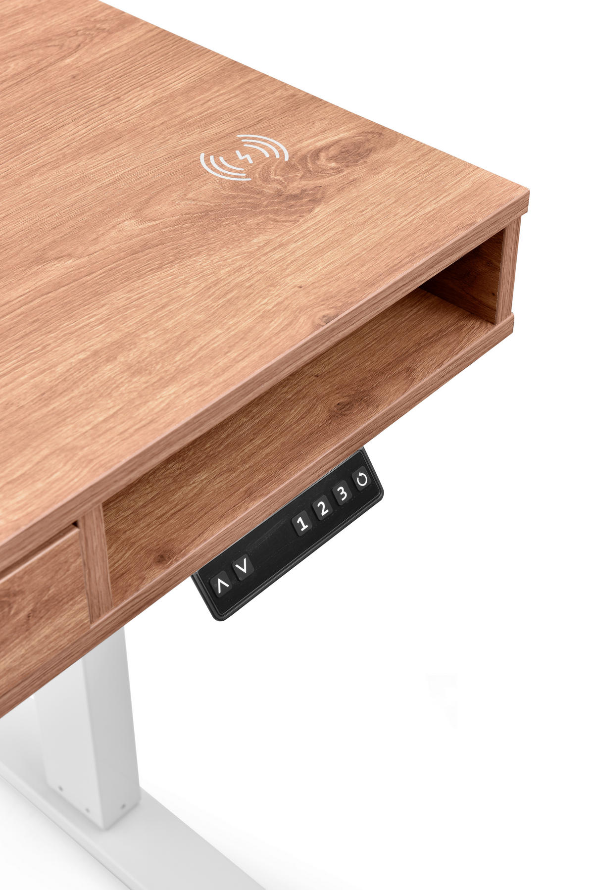 SCHREIBTISCH 120/60/72-110 cm  in Weiß, Eichefarben  - Eichefarben/Weiß, MODERN, Holz/Metall (120/60/72-110cm) - MID.YOU