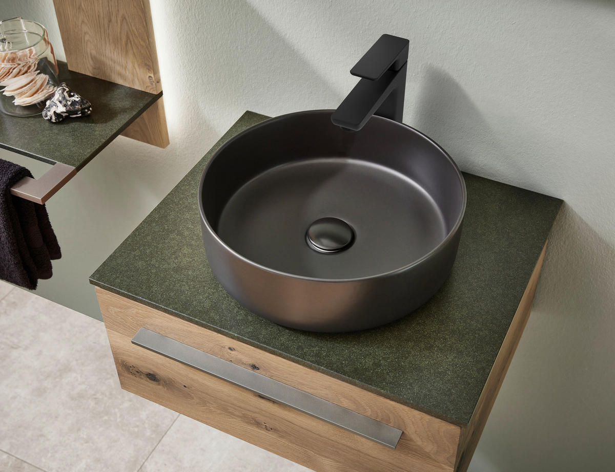 BADEZIMMER 3-teilig  in 55,4 cm  - Eichefarben/Titanfarben, MODERN, Holz/Keramik (55,4cm) - Valdera