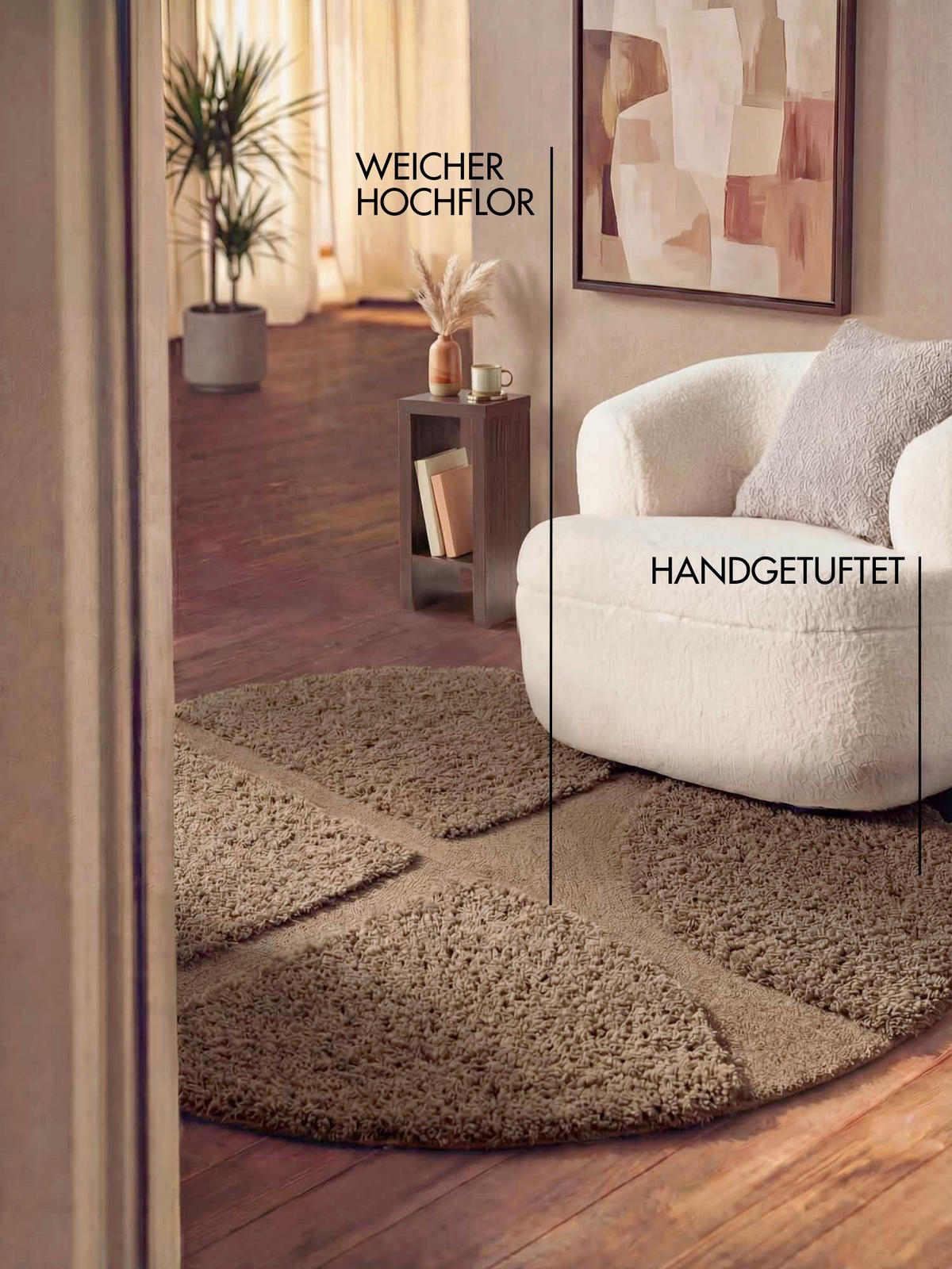 HOCHFLORTEPPICH 150 cm Lambeth Braun rund  - Braun, Basics, Textil (150cm) - Ted Baker