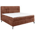 BOXSPRINGBETT 180/200 cm,  in Rotbraun, Topper, H3 + H3 = fest  - Rotbraun/Schwarz, Design, Textil/Metall (180/200cm) - Esposa