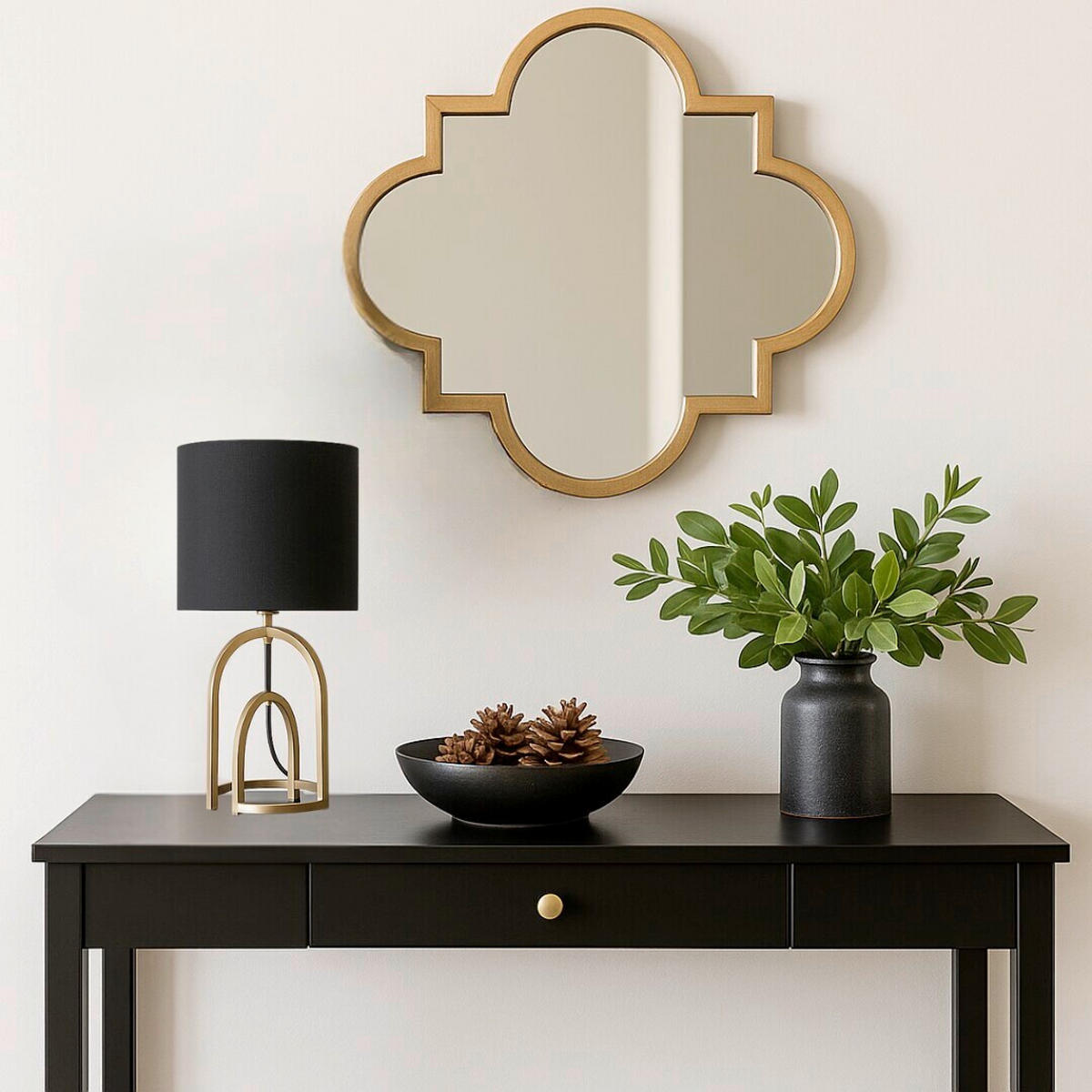 STONA LAMPA GISAYA  - zlatna/crna, Dizajnerski, metal/tekstil (18/35cm)