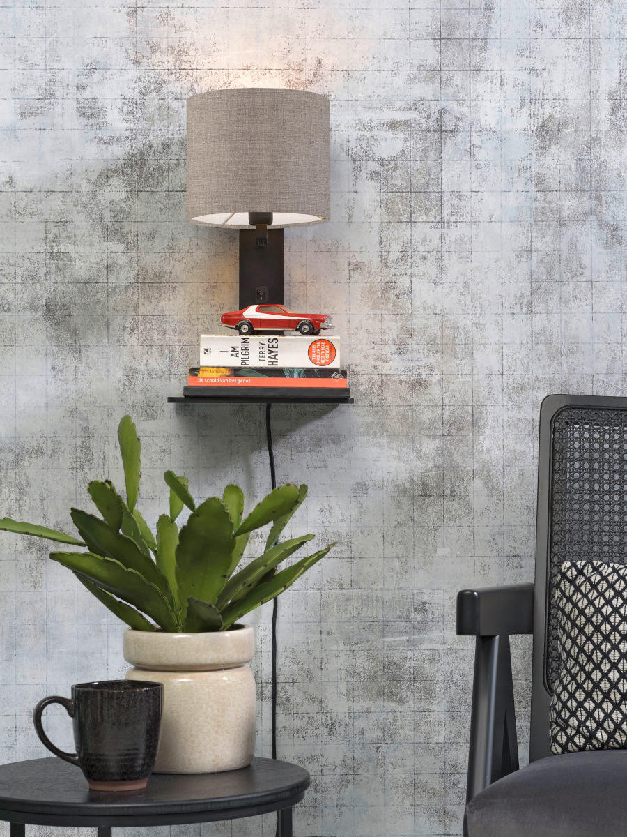 WANDLEUCHTE GOOD&MOJO  19/24/36 cm   - Schwarz, Trend, Holz/Textil (19/24/36cm) - Good & Mojo