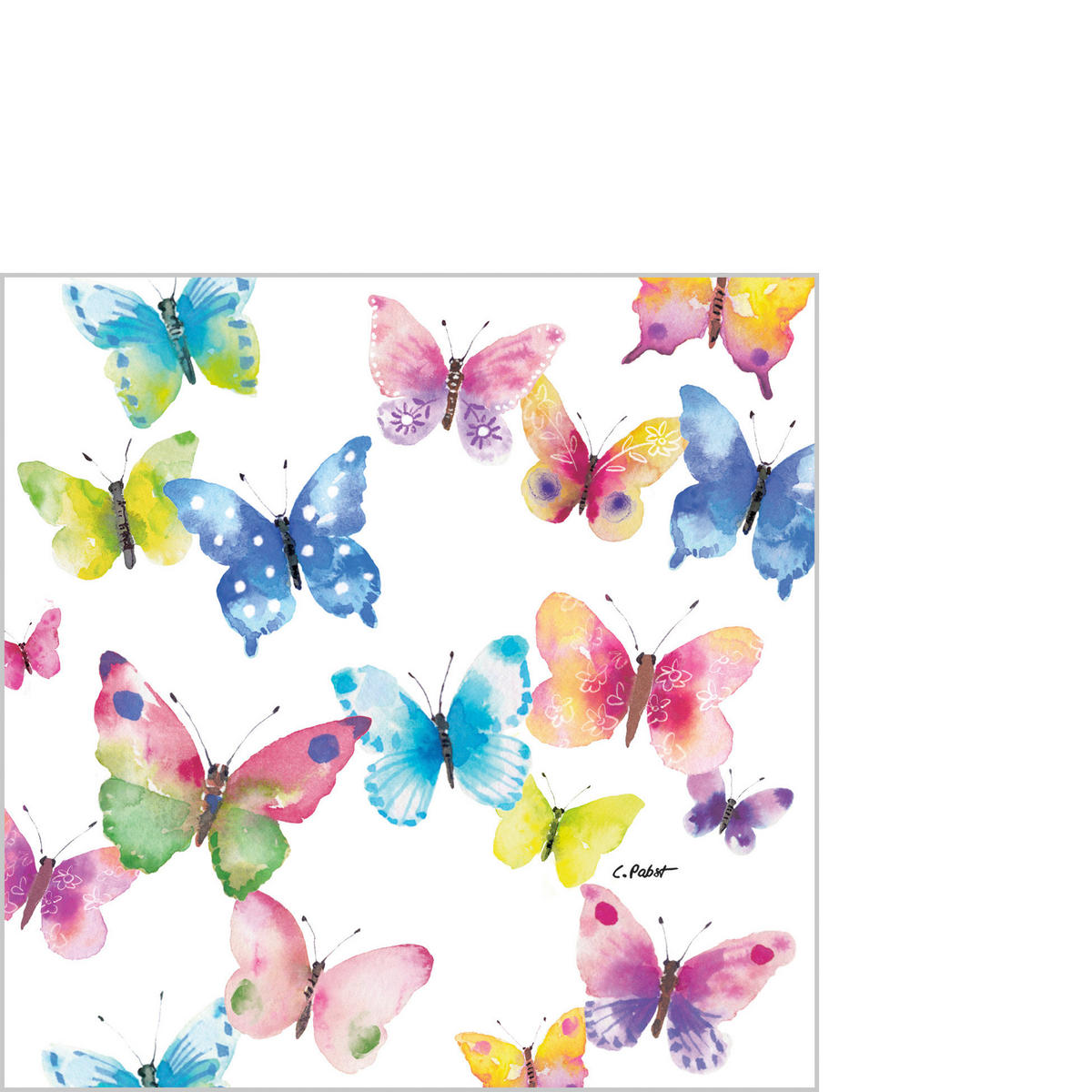 SERVIETTE    - Multicolor, Natur, Papier (12,5/12,5cm) - PPD