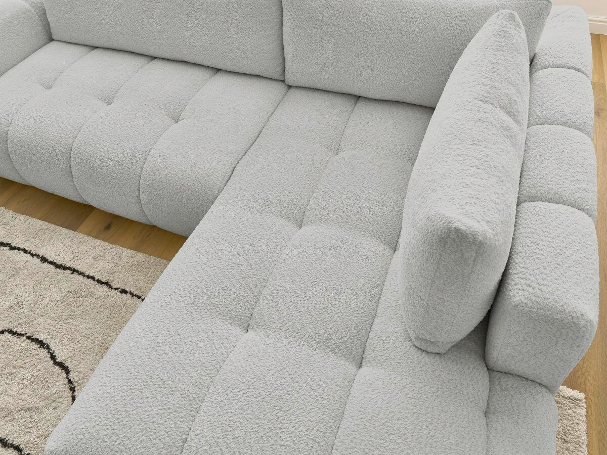 ECKSCHLAFSOFA FUJI Bouclé Hellgrau  inkl.  - Hellgrau/Schwarz, MODERN, Kunststoff/Textil (282/204cm)