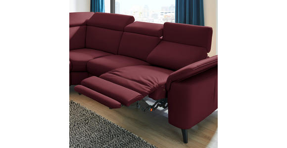 ECKSOFA in Echtleder Weinrot  - Weinrot/Schwarz, Design, Leder/Metall (239/289cm) - Cantus