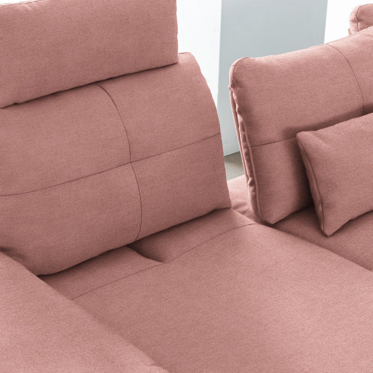 ECKSOFA in Flachgewebe Altrosa  344/271 cm  - Schwarz/Altrosa, Design, Textil/Metall (344/271cm) - Chilliano