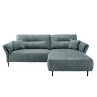 ECKSOFA Blaugrau Struktur  - Blaugrau/Schwarz, MODERN, Holz/Textil (269/172cm) - MID.YOU