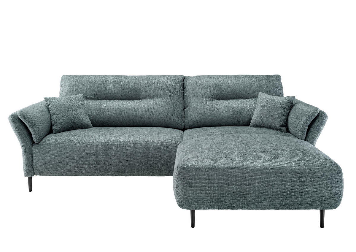 ECKSOFA Blaugrau Struktur  - Blaugrau/Schwarz, MODERN, Holz/Textil (269/172cm) - MID.YOU