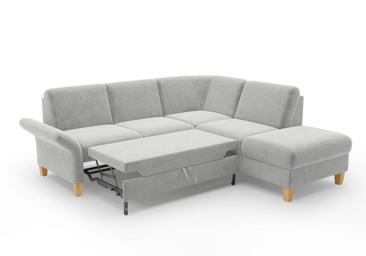 ECKSOFA ROCHELLE E Hellgrau Flachgewebe  - Eichefarben/Hellgrau, KONVENTIONELL, Holz/Textil (240/216cm) - Sit & More